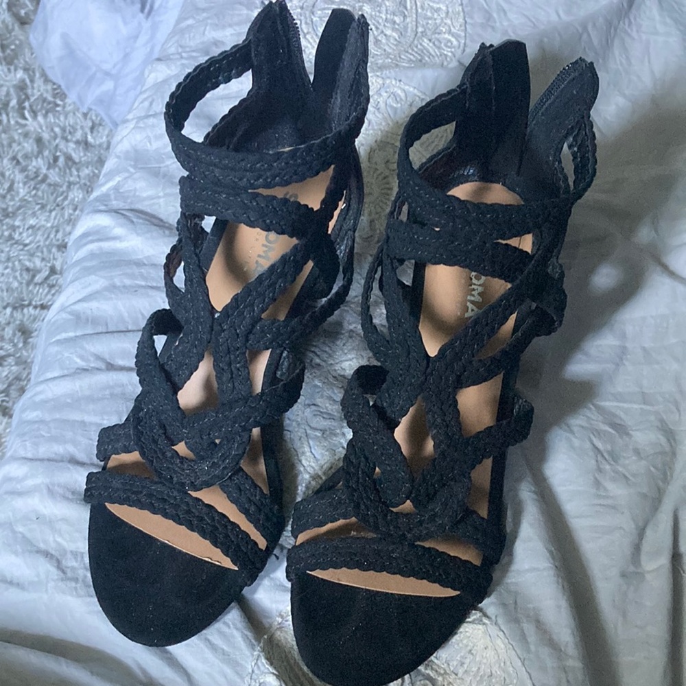 size 7 black braided sonoma high heels
